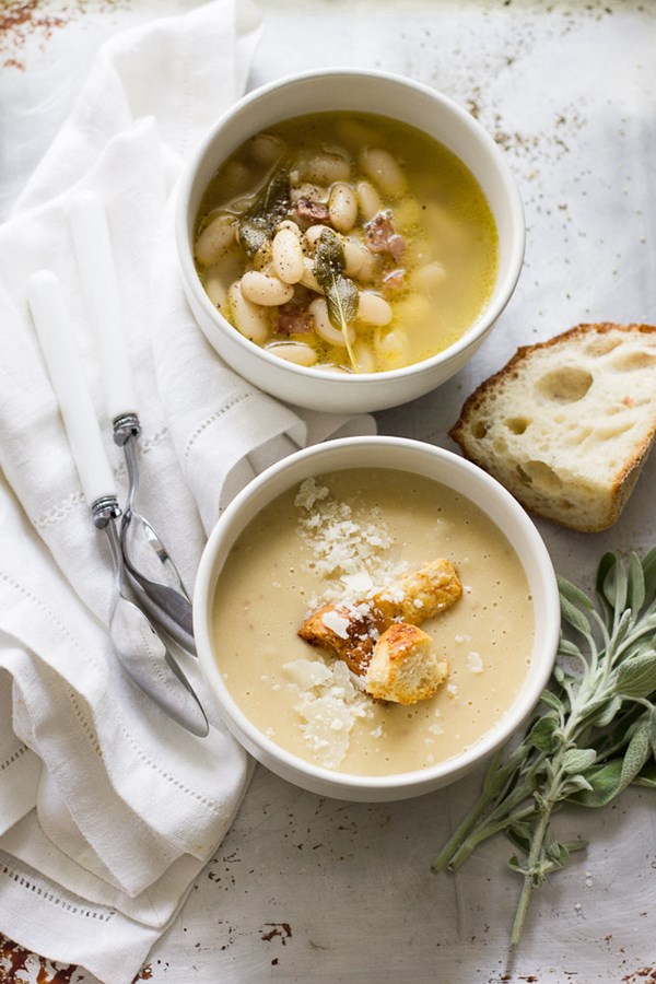 Tuscan white bean soup, 2 ways: chunky