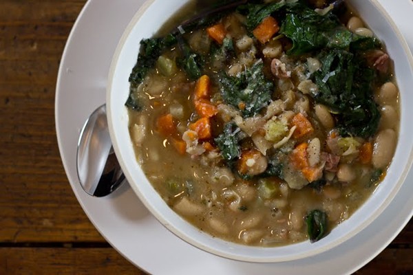 Tuscan white bean soup with Swiss chard