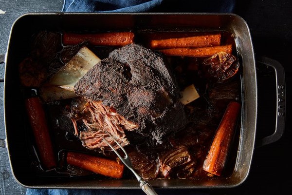 Twelve-hour lamb shoulder with ras el hanout