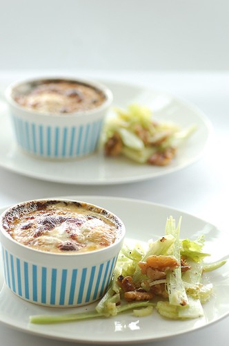 Twice baked cauliflower & Gorgonzola soufflés