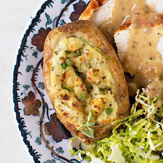 Twice-baked crème fraîche potatoes