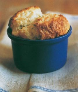 Twice-baked goat cheese soufflés with watercress and oven-dried tomatoes