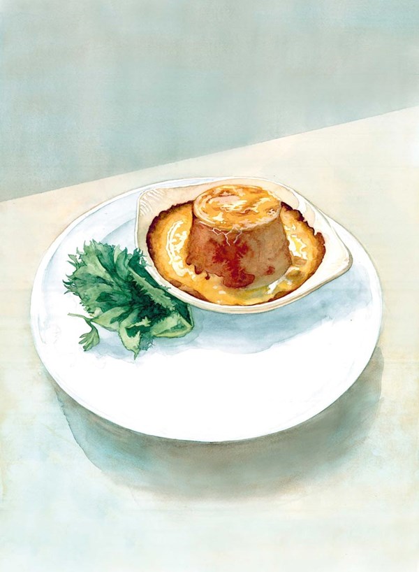Twice-baked goat's cheese souffle