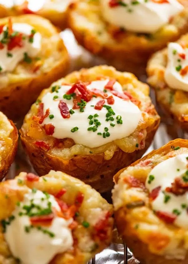 Twice baked potatoes (stuffed jacket potatoes)