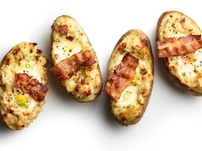 Twice-baked potatoes with bacon and eggs