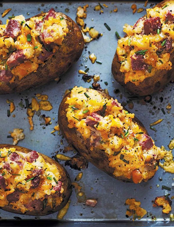 Twice-baked potatoes with corned beef