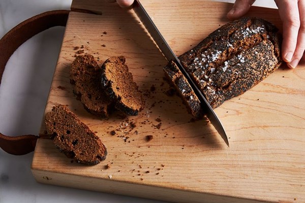 Twice-baked pumpernickel crackers