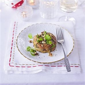 Twice-baked Stilton, watercress and walnut soufflés