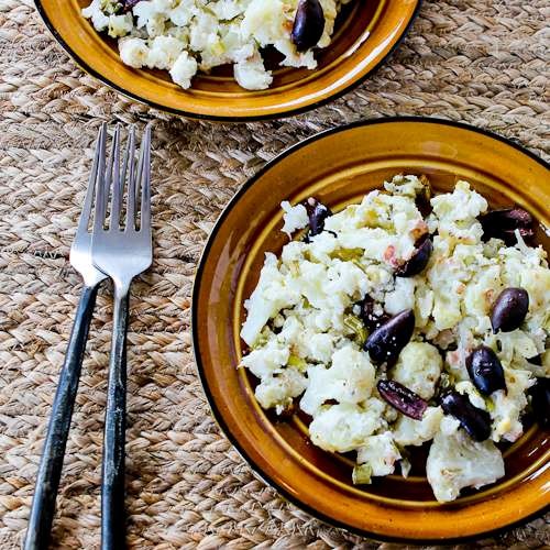 Twice-cooked Greek cauliflower with feta, green onions, and dill