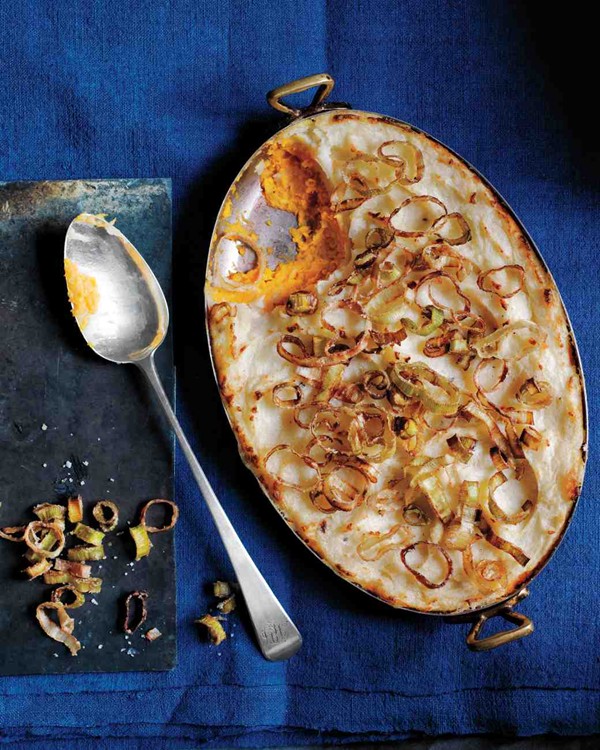 Twice-cooked potato-and-leek casserole