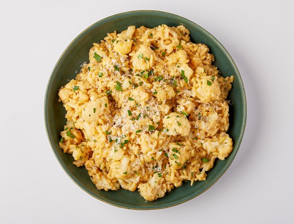 Two-cheese orzo with cauliflower