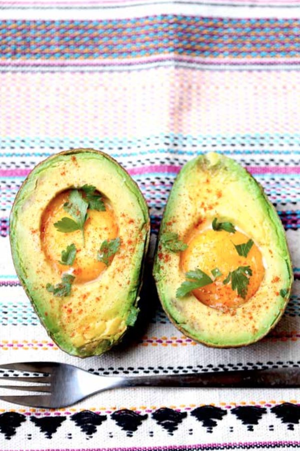 Two-faced avocado eggs