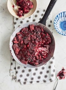 Two-ingredient berry bread pudding