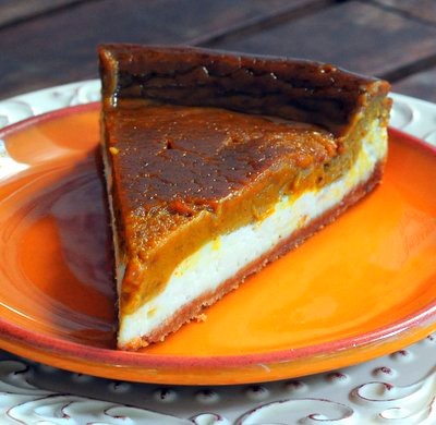 Two layer pumpkin pie cheesecake