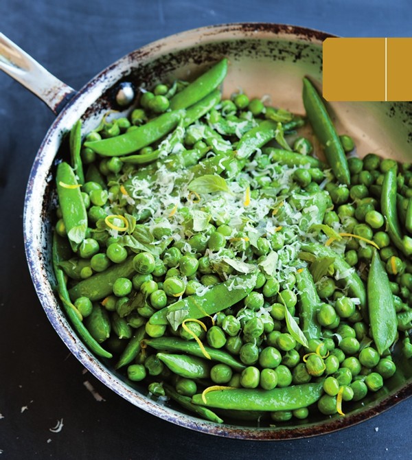 Two-pea sauté with basil & pecorino
