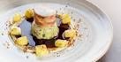 'Two tails' - monkfish and oxtail, herb pancake, smoked bacon and parsnip