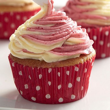 Two-tone lemon and raspberry meringue buttercream