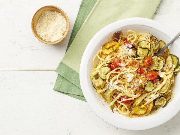Tyler Florence’s spaghetti with zucchini and tomatoes