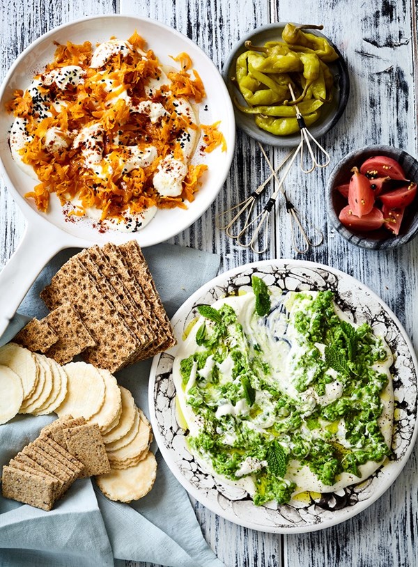 Tzatziki platter with pickled radishes