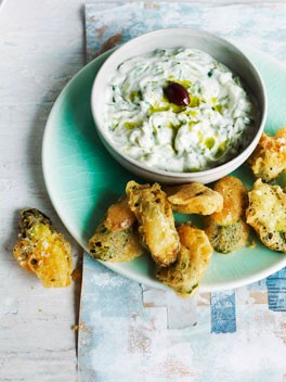 Tzatziki with zucchini fritters