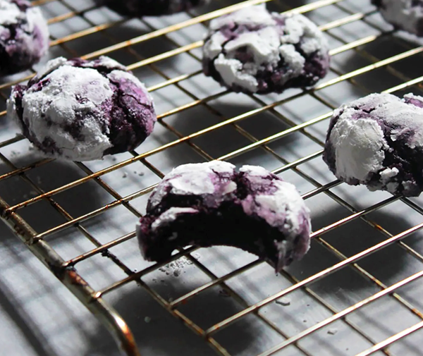 Ube skillet crinkle cookies