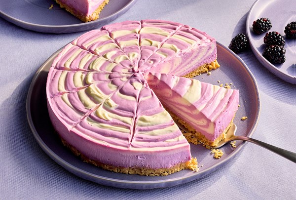 Ube swirl no-bake cheesecake