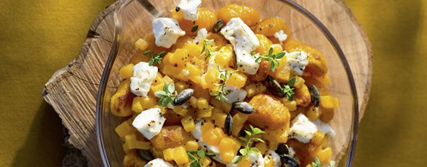 Überbackene Kürbisgnocchi mit Schafkäse und Zitronenthymian