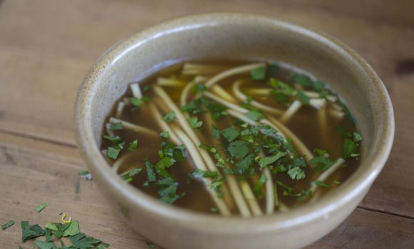 Udon noodles with beef stock