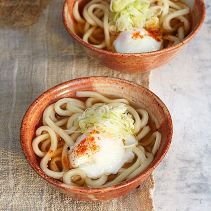 Udon with soft egg and green onion (Onsen tamago udon)