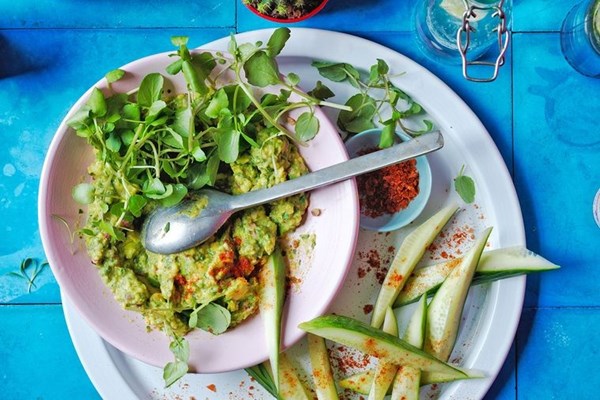 Ultimate guacamole with spiced cucumber
