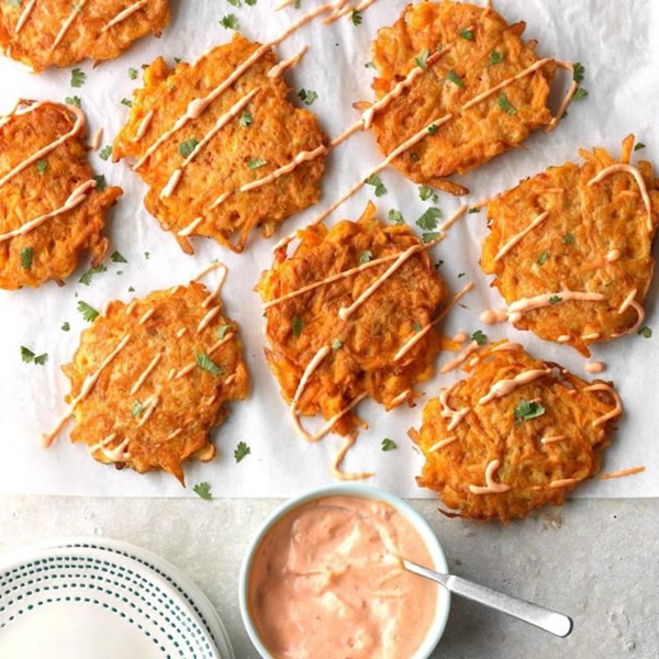 Ultimate harissa sweet potato fritters
