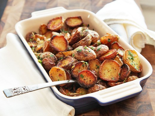 Ultra-crispy new potatoes with garlic, herbs, and lemon