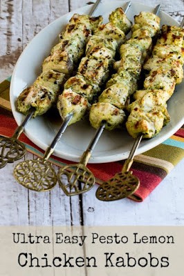 Ultra easy pesto lemon chicken kabobs