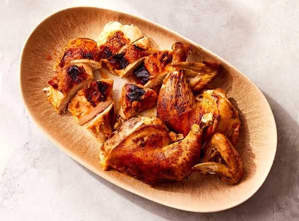 Umami-bomb spatchcocked roasted chicken