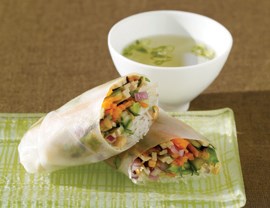 Un-turkey spring rolls with fresh veggies and rice noodles