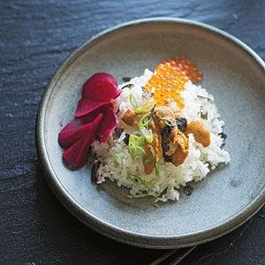 Uni don - sea urchin with Japanese rice and pickled beetroot