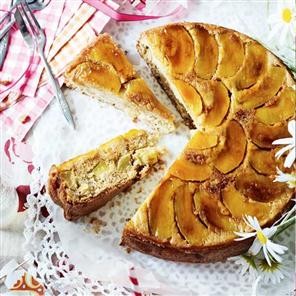 Upside-down apple cake with Calvados glaze