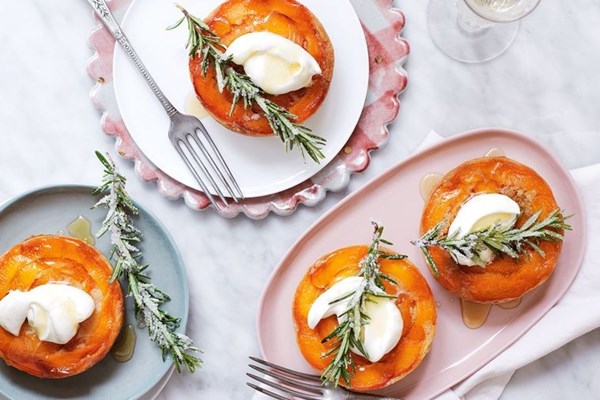Upside-down apricot & orange blossom cakes