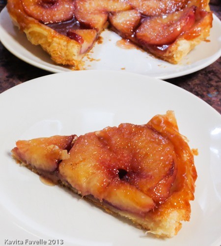 Upside down caramelised flat peach tart (flat peach tarte Tatin)