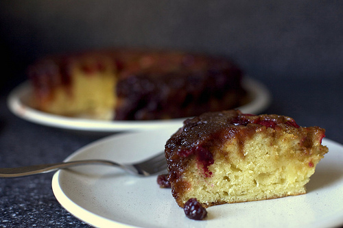 Upside-down cranberry cake