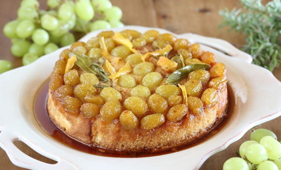 Upside-down grape cake