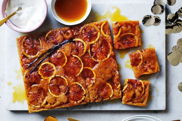 Upside-down lemon sponge cake with lemon-maple butter