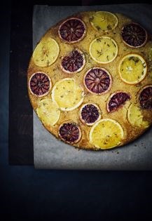 Upside-down orange and fennel cornmeal cake