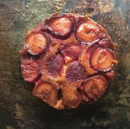 Upside-down plum cake