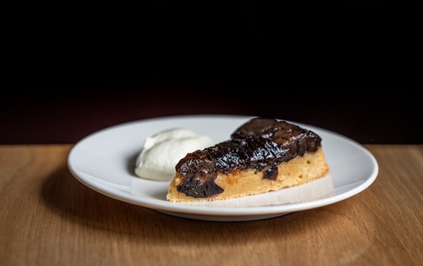 Upside-down prune and almond cake
