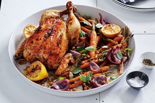 Upside-down roast chicken
