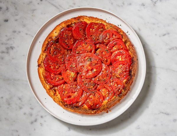Upside-down tomato tart with Parmesan pastry