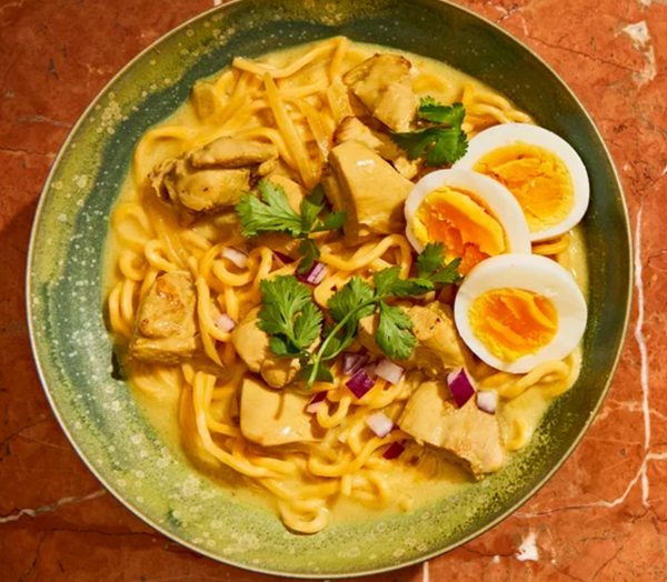 Urban Burma's coconut chicken noodle soup (Ono kao sweh)