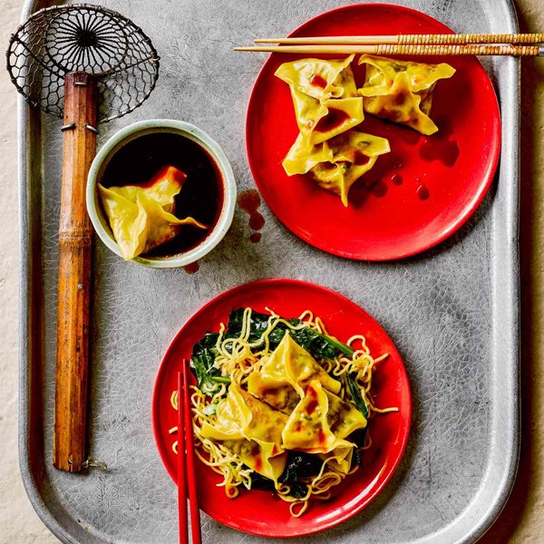 Uyen Luu’s cabbage, shiitake and water chestnut dumplings with fried noodles