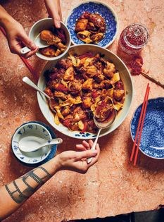 Uyghur 'big plate' chicken with hand-pulled noodles